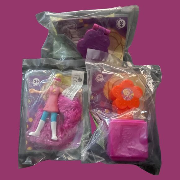 Vintage 3 Piece Polly Pockets Burger King Kids Meal Toys B8 - Picture 2 of 2